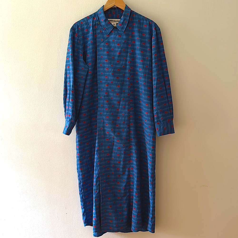 CARON CALLAHAN:red and blue convertible dress/duster (L)